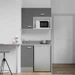 Kitchenette K00L - 100 cm - emplacements frigo top et micro-ondes-Gris-Cromo-évier à gauche