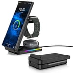 Wireless Charger for Samsung Charging Station for Samsung Galaxy S24 Ultra/S23 Ultra/Note 20/Galaxy Bud, 3 in 1 Android Charging Station, Watch Charger for Samsung Galaxy Watch Ultra/7/6 (Black)