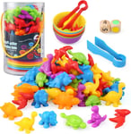 BelleStyle Colour Sorting Toys, 58 Pcs Montessori Dinosaur Counting Toys with 3+