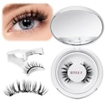 QUEWEL Magnetic-Eyelashes Natural Look, 1 Pair Reusable Magnetic Lashes Kit with Applicator, No Glue Needed Eyelashes Magnetic, Easy to Wear and Remove with Instructions(Magnetic Eyelash Kit style F)