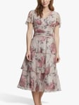 Gina Bacconi Cher Floral Tiered Midi Dress, Blush/Multi