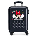 Disney Minnie Rainbow Valise de cabine bleue 37 x 55 x 20 cm rigide ABS fermeture à combinaison latérale 34 L 2,66 kg 4 roulettes doubles bagage à main, Bleu Marine