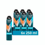 Sure Thermo Fresh Nonstop Protection Antiperspirant Deodorant (6x 250 ml) with Body Heat Activated technology Aerosol Spray for 72-hour sweat and odour protection 6x 250 ml