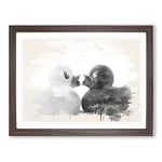 Rubber Ducks Modern OPposites Attract Modern FC Framed Wall Art Print, Ready to Hang Picture for Living Room Bedroom Home Office Décor, Walnut A2 (64 x 46 cm)