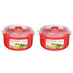 Sistema polypropylene round microwave 0.915 kitchen container,Red (Pack of 2)