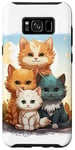 Coque pour Galaxy S8+ Mignon anime chat photo de famille sur rocher ensoleillé jour portrait