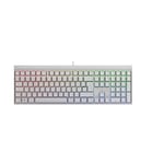 CHERRY MX 2.0S, Clavier de gaming mécanique avec rétro-éclairage RGB, Disposition allemande (QWERTZ), Conçu en Allemagne, Commutateurs d’origine MX MX RED, Blanc