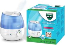 Mini Cool Mist Humidificateur d`air à ultrasons, réservoir 1,8 L, pour les chambres, bureaux, chambres de bébé jusqu`à 15 m², silencieux, tablettes aux huiles essentielles incluses - VUL525