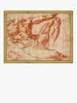 Brookpace Lascelles Michelangelo 'Reclining Male Nude' Wood Framed Print, 19 x 26cm, Red/Gold