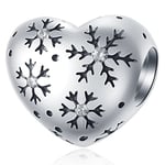 2024 Christmas Heart of Snowflake Charms, fits Pandora Charm Xmas Bracelet, 925 Sterling Silver Love Winter Snow Flakes Beads, Gifts for Mom/Women/Sister/Lover