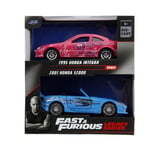 JADA TOYS, 2 cars from the Fast & Furious film - HONDA Integra 1995 in pink a...