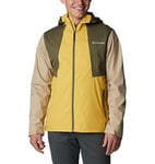 Columbia Men's Inner Limits Jacket, Waterproof Rain Jacket, Golden Nugget/Stone Grn/Ancient Fossil, Size L