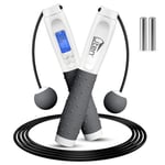 Uten Corde à Sauter, Corde a Sauter Sport avec Compteur de Calories Jump Rope sans Fil Numérique Réglable pour Fitness, Perte de Graisse, Gym, Blanc et Gris