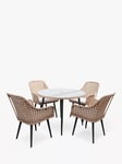 KETTLER Boho 4-Seater Garden Round Dining Table & Chairs Set, Natural