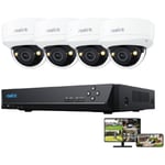 Kit Vidéo Surveillance avec 8CH 2To PoE nvr et 4X 5MP Caméra PoE Extérieure, Anti-vandalisme IK10, Vision Nocturne Couleur, Détection Intelligente