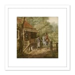 Andriessen Dutch Landscape House Horse Painting 8X8 Inch Square Wooden Framed Wall Art Print Picture with Mount