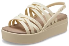 Crocs Women's Brooklyn Strappy Low Wedge Sandals, Bone, 6 UK