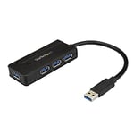 StarTech.com Hub USB 3.0 - Dock 4 Ports SuperSpeed 5Gbps avec Charge Rapide USB 3.2 Gen 1 Type-A pour PC Fixe/Portable - Alimentation par Bus USB ou Auto-Alimenté Mini/Compact - Noir (ST4300MINI)