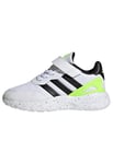 adidas Nebzed Elastic Lace Top Strap Shoes Sneakers, Cloud White/Core Black/Lucid Lemon, 5 UK