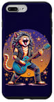 Coque pour iPhone 7 Plus/8 Plus Drôle Chat Rockstar Guitare Joueur Cheveux Métal Glam Rock Band