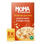 MOMA Porridge Sachets PEANUT BUTTER & MAPLE SYRUP - Box of 8 x 35g - Breakfast Jumbo Oat with Natural Flavouring - High in Fibre, Source of Protein, & Rich in Vitamin B6 - Made in UK