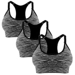 Libella Soutien Gorge de Sport Femme Dos Croisé Maintien Élevé Grande Taille Brassière sans Armature avec Coussinets Course Tennis Fitness Yoga 3714-3-BL S/M