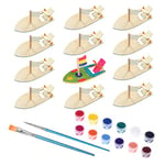 jiuzcare Voilier en Bois ee Bricolage, 12 Pièces Bois Voilier Bricolage Kit Jouet Voile Modèle Navire Voilier Bois Bricolage Enfants Bois Jouet De Bateau Peinture 12 Pigments Couleur+2 Stylos, 12Pcs