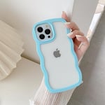 QLTYPRI Compatible with iPhone 15 Pro Case, Cute Curly Wave Frame Clear Case for Girls Women, Transparent Soft Silicone TPU Bumper Shockproof Protective Phone Cover for iPhone 15 Pro - Sierra Blue