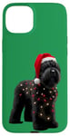 Coque pour iPhone 15 Plus Chapeau de Père Noël Terrier Russe Noir Lumières de Noël Propriétaire Chien