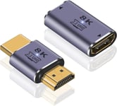 8K HDMI2.1 Adapter, adaptateur HDMI UHD mâle vers mâle avec débit de 48Gbps et connecteur adaptateur HDMI femelle vers femelle-Prend en charge la vidéo 8K@60Hz pour DVD, TV, moniteurs (2 Pack)