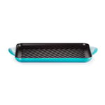 Le Creuset Enamelled Cast Iron Rectangular Grill, For Low Fat Cooking On All Hob Types Including Induction, 32.5cm, Teal, 20202321700460