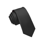 1 cravate étroite en sergé de couleur unie - 150 x 5 cm - soie polyester (noir)