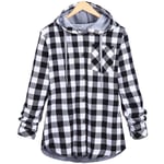 Women'S Shirt Men Women Casual Red Plaid Shirt Hooded Long Sleeve England Shirt Tops Men Harajuku Black Checkered Blouse Couple Clothes-Gray_S