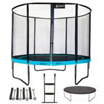 Trampoline 305 cm + filet + échelle + bâche + kit ancrage PUNCHI Bleu