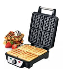 Geepas Waffle Maker 4 Slice Non-Stick Electric Belgian Waffle iron Machine 1000W