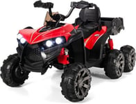 Voiture Quad Electrique Enfants 12V avec 6 Roues Lumières LED Musique Charge 30KG Rouge