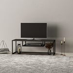 [en.casa] Console Meuble TV de Salon Support Banc Télé Industriel avec Rangement 120 x 40 x 40 cm Métal Noir Mat