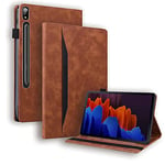 JIan Ying Case for Samsung Galaxy Tab S7+/S7 Plus SM-T970/T975/T976(NOT fit tab S7) Slim Lightweight Business Elegant Protector Cover Brown