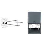 Metronic 415049 Antenne d'extérieur Trinappe amplifiée 57 DB - Filtre 4G - UHF - 4K HD & HD-Line Préamplificateur de mât UHF terrestre TNT Gain 38dB