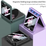 Passar till Samsung ZFlip6 mobiltelefonfodral vikbar skärm ultratunn stort fönster skalfilm integrerad magnetisk absorption kors purple