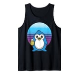 Penguin Beer Mug Retro Cute Blue Penguin Frothy Beer Humor Tank Top