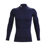 Under Armour Men's UA CG Armour Comp Mock, Men's Base Layer with a Polo Neck, Thermal Long Sleeve Top for Winter Running and Skiing with Anti-Odour Technology Midnight Navy