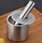 Stainless Steel Mortar With Pestle & Lid Spice Mill Chopper Herb Grinder Solid