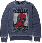 Recovered Marvel Deadpool Wanted Dead Or Alive Retro Slogan Sweatshirt - Blue, Size: XXL - Officially Licensed - for Marvel Fans - Mens/Unisex