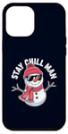 Coque pour iPhone 12 Pro Max Stay Chill, Man Cool Winter Snowman, Noël