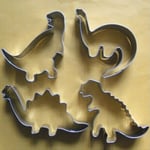 4 Teile/sats Silber Edelstahl Dinosaurier Tier Fondant Kuchen Cookie Keks Cutter Dekorieren Form as