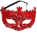 Lyxig venetiansk maskeradmask Kvinnor Flickor Sexig Fox Eye Mask F Red ONESIZE Red ONESIZE