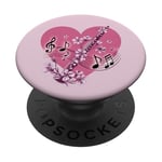 J'aime la clarinette en cœur avec notes de clarinette PopSockets PopGrip Adhésif