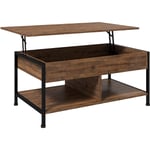 Table basse relevable - étagère inférieure, coffre de rangement - dim. 100L x 80l x 60H cm - aspect bois rustique noir - Beige