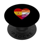 Drapeau LGBTQ Espagne Lesbienne Pride Cœur Amour LGBTQIA PopSockets PopGrip Adhésif